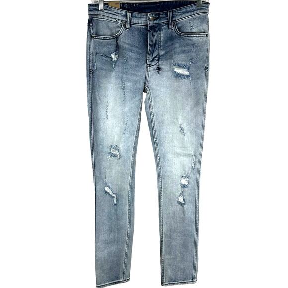 Ksubi NWT Van Winkle Skinny Jeans In Trashed Dreams Blue Size 32x32 Distressed - Picture 2 of 12